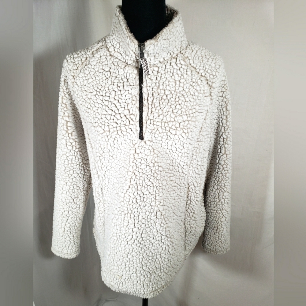 Cozy Sherpa Beige Long Sleeve Jacket Sz L